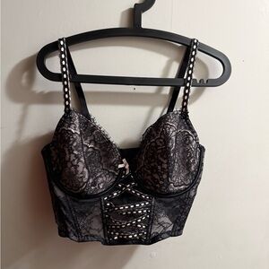 Victoria's Secret Black Lace Studded Bra